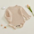 thumbnail image 3 of RUINIXCW Newborn Baby Girl Knit Sweater Romper Infant Baby Girl Fall Winter Clothes Basic Solid Color Ruffle Long Sleeve Bubble Bodysuit Pullover Top, 3 of 8