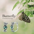 thumbnail image 6 of Vintage Daisy/Rose/Butterfly with Natural Moss Agate Hoop Earrings 925 Sterling Silver Retro Moss Agate Hoop Earrings for Women Gifts, 6 of 10