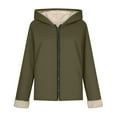 thumbnail image 6 of QATAINLAV Womens Sherpa Lined Zip Up Hoodies Long Sleeve Cute Oversized Sweatshirts Solid Color Hooded Jacket with Pockets, Army Green, XXL, 6 of 8