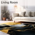 thumbnail image 2 of ODIKA 5'x7' Machine Washable Non-Slip Area Rug, Abstract Black Gold Swirl Marbled Grey Yellow Art Accent High Traffic Rug, Black, 109021, 2 of 7