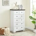 thumbnail image 5 of 6 Drawer Dresser Modern Wide Chest of Drawers with Metal Square Handles Wooden Tall Dresser with Spacious Tabletop Closet Storage Organizer Unit Storage Tower for Living Room Hallway, White, 5 of 7