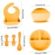 thumbnail image 4 of Muyoka Cuenco de silicona para alimentación de bebé, 6 uds., plato, cuchara, tenedor, babero, cuchara impermeable, juego de alimentación antideslizante para niños pequeños Muyoka Hogar, 4 of 7