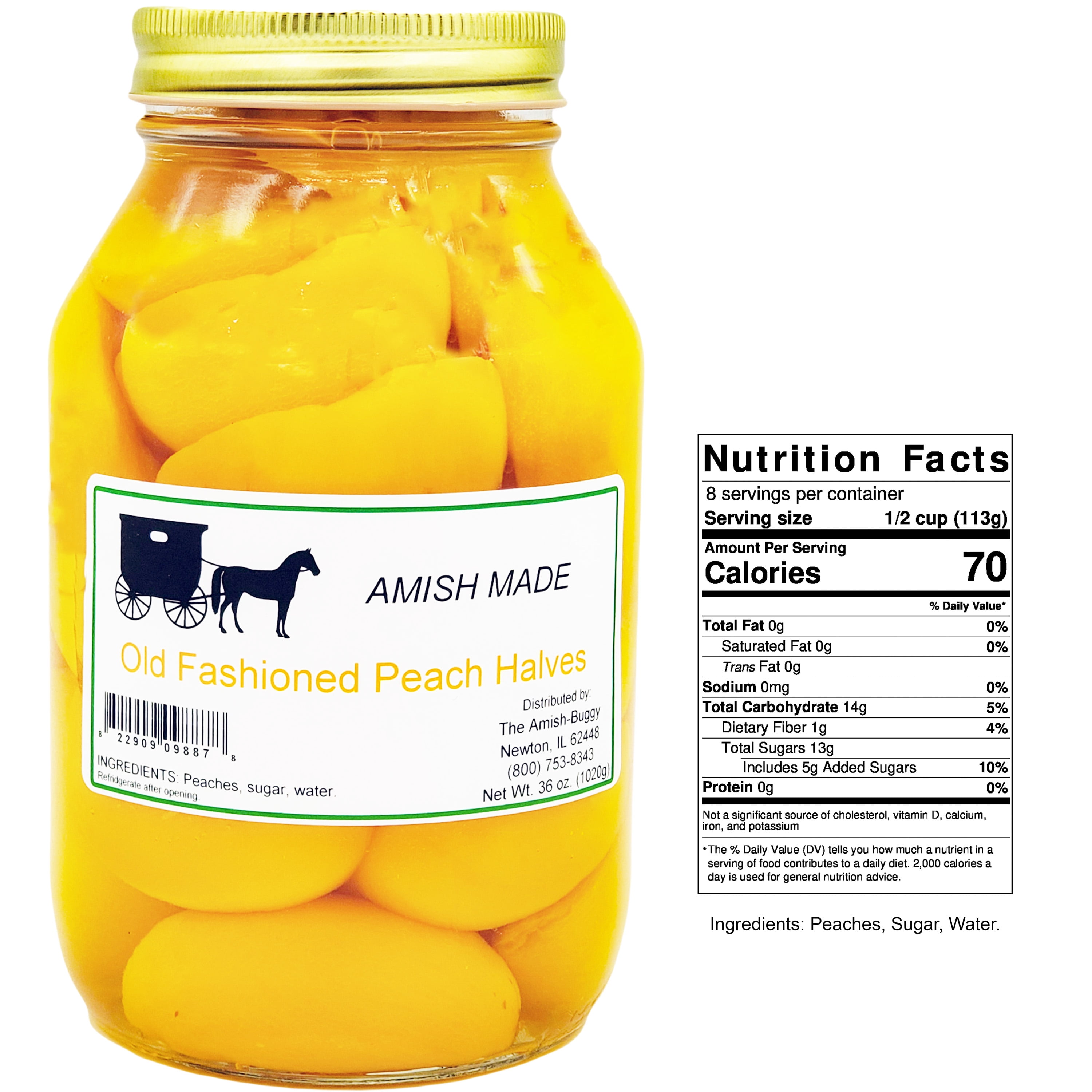 Amish Made Canned Fruit Old Fashioned Peach Halves (2-32 oz. Jars)