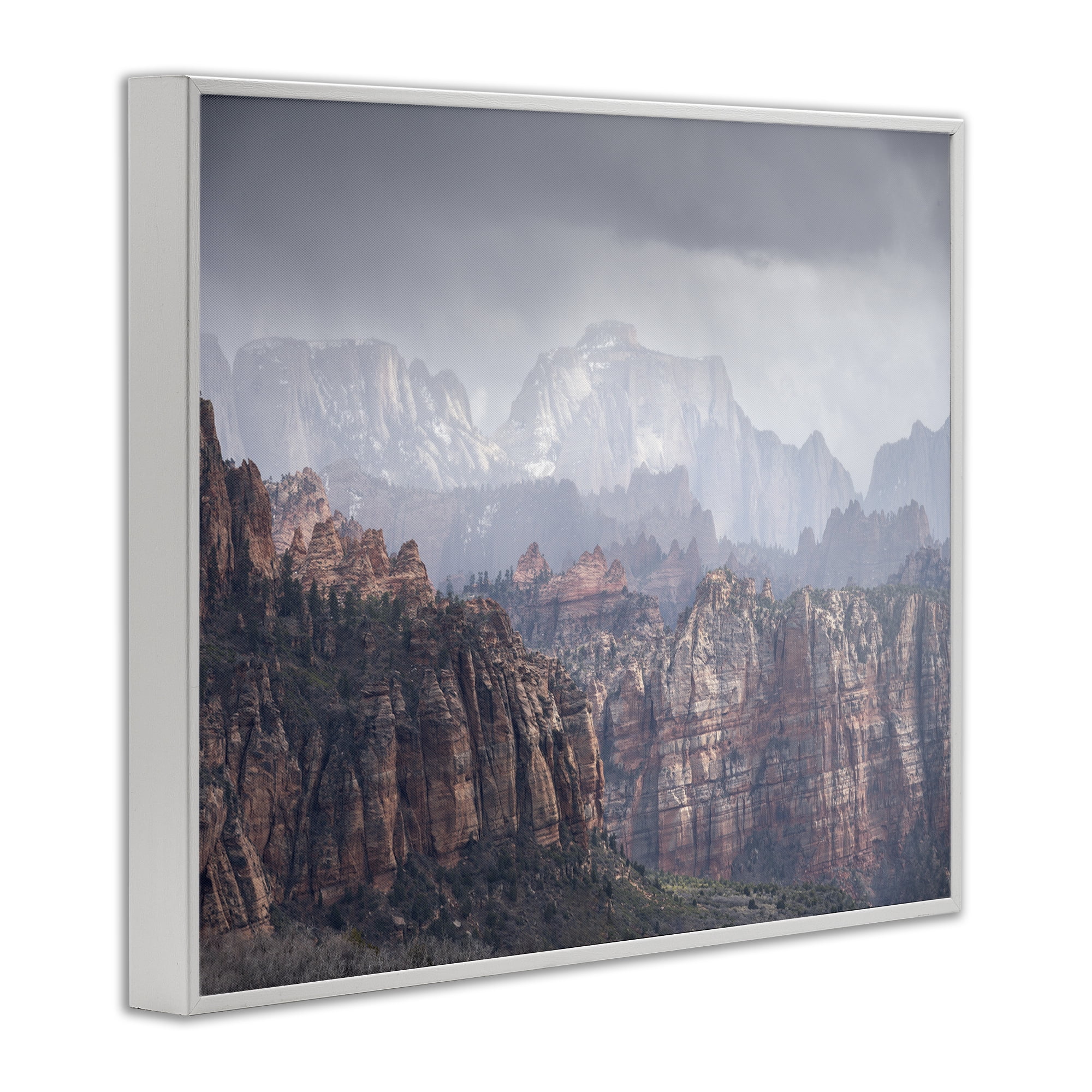 Stupell Industries Zion National Park Landscape Photography White Framed Art Print Wall Art, 30 x 24