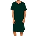 thumbnail image 2 of purcolt Men's Nightshirt V Neck Short Sleeve Nightgown Soft Loose Pajama Sleep Shirt Sleepwear Comfy Cotton Nightwear with Pocket, L-3XL, 2 of 6