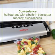 Nesco Vacuum Sealer Machine, Automatic Food Sealer With Accessory Port for Sealing Jars/Canisters, Built‑In Roll Storage & Cutter, Includes (2) 10 ft Rolls, For Pantry Storage & Preserving Leftovers