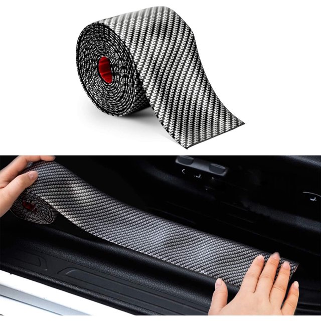 Protector de umbral de puerta de coche, protector de puerta, cubierta de parachoques, 2,5 metros, pegatina protectora universal de fibra de carbono negra para coche