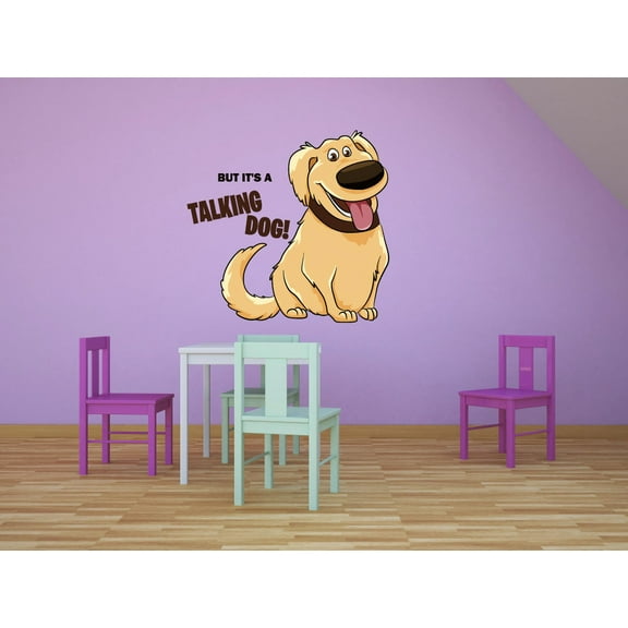 Talking Dog Up Movie Cartoon Quotes Decors Wall Sticker Art Design Decal for Girls Boys Kids Room Bedroom Nursery Kindergarten House Home Decor Stickers Wall Art Vinyl Decoration (10x10 inch)