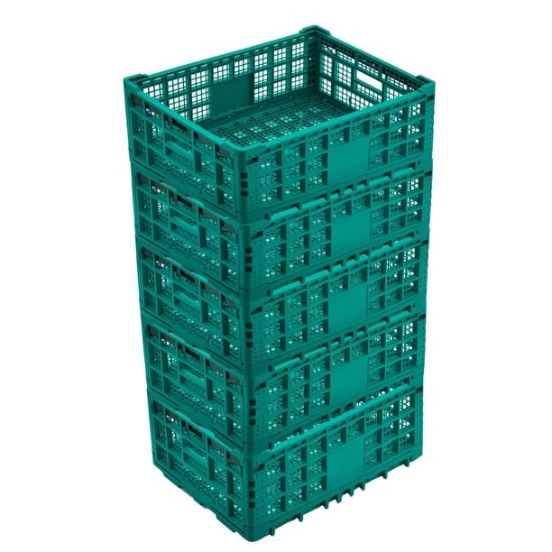 Yeshouse Caja de almacenamiento resistente con paredes reforzadas, plegable y apilable, de plástico, multiusos para garaje, cocina y oficina