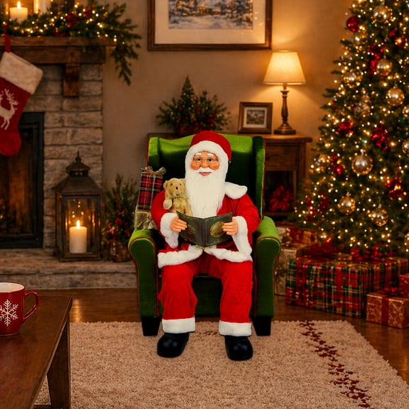 Northlight Santa Claus Sitting in Green Arm Chair Christmas Figure - 32"