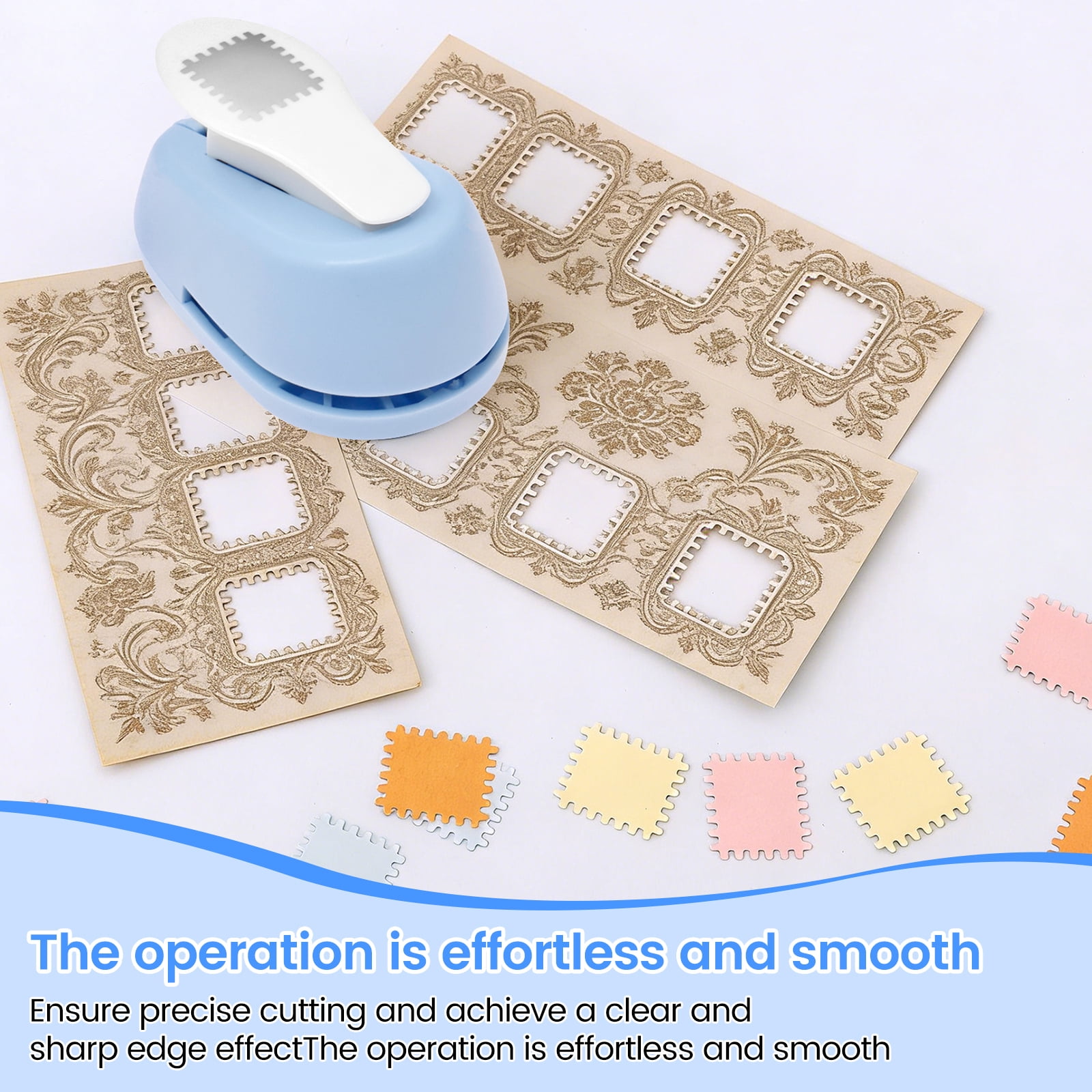 NUAHRHY 2Pcs Rectangular Postage Stamp Puncher, Manual Non Slip Embossing, Precise Stamp Hole Punch Tool Portable Paper Punch for Crafting Scrapbooking Foil Paper EVA Foam DIY Card
