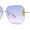 Gold Blue Purple, variant on Rimless Foliage Flower Jewel Trim Rectangle Chic Sunglasses Gold Brown