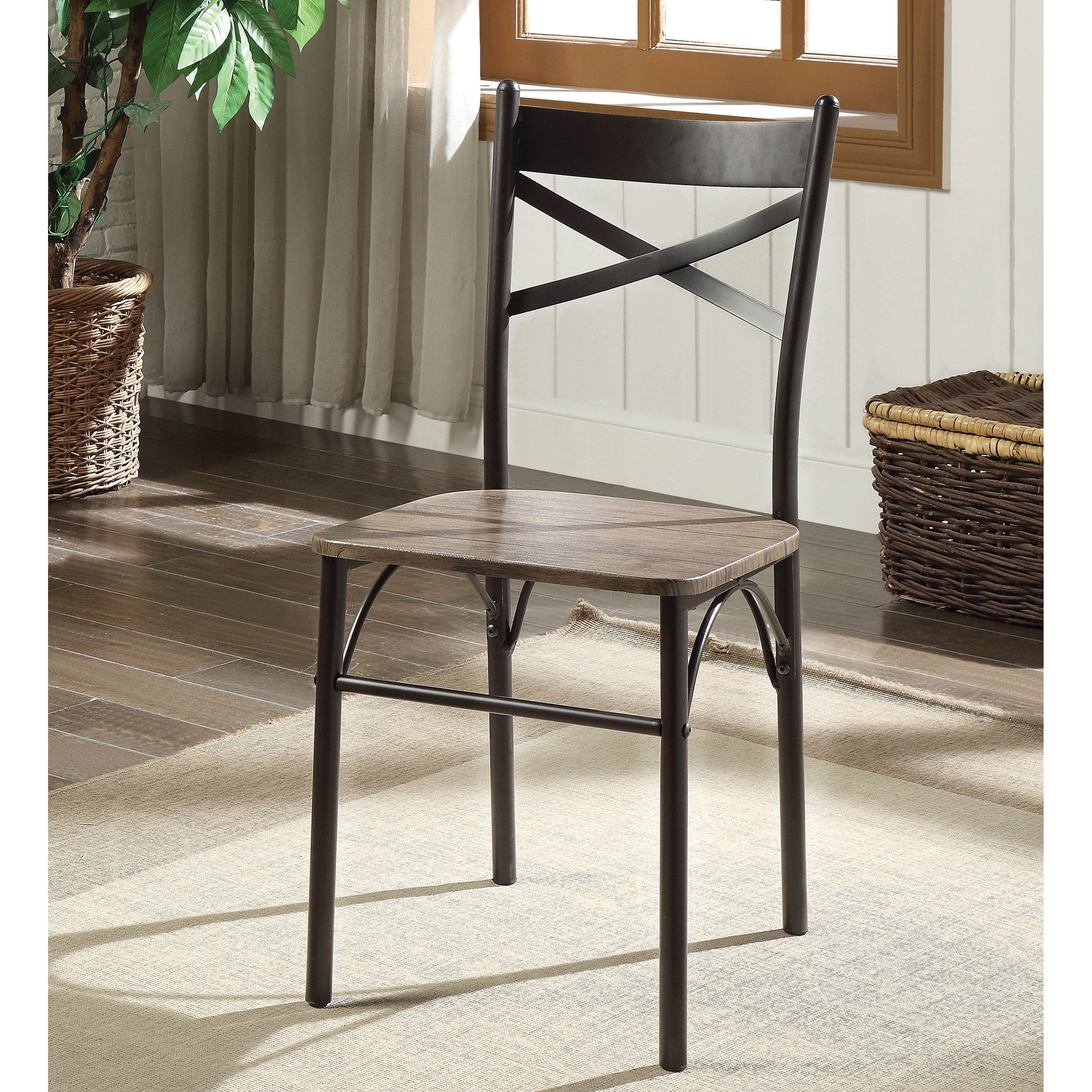 Furniture of America Palmer Industrial 3-Piece Dining Set, Antique Brown