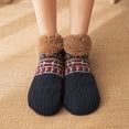 thumbnail image 2 of Xfvqtps Slipper Socks for Women with Grippers Knitted Low Warm Cozy Fuzzy Socks Non Slip Socks Fluffy Thermal Winter Socks Navy, 2 of 5