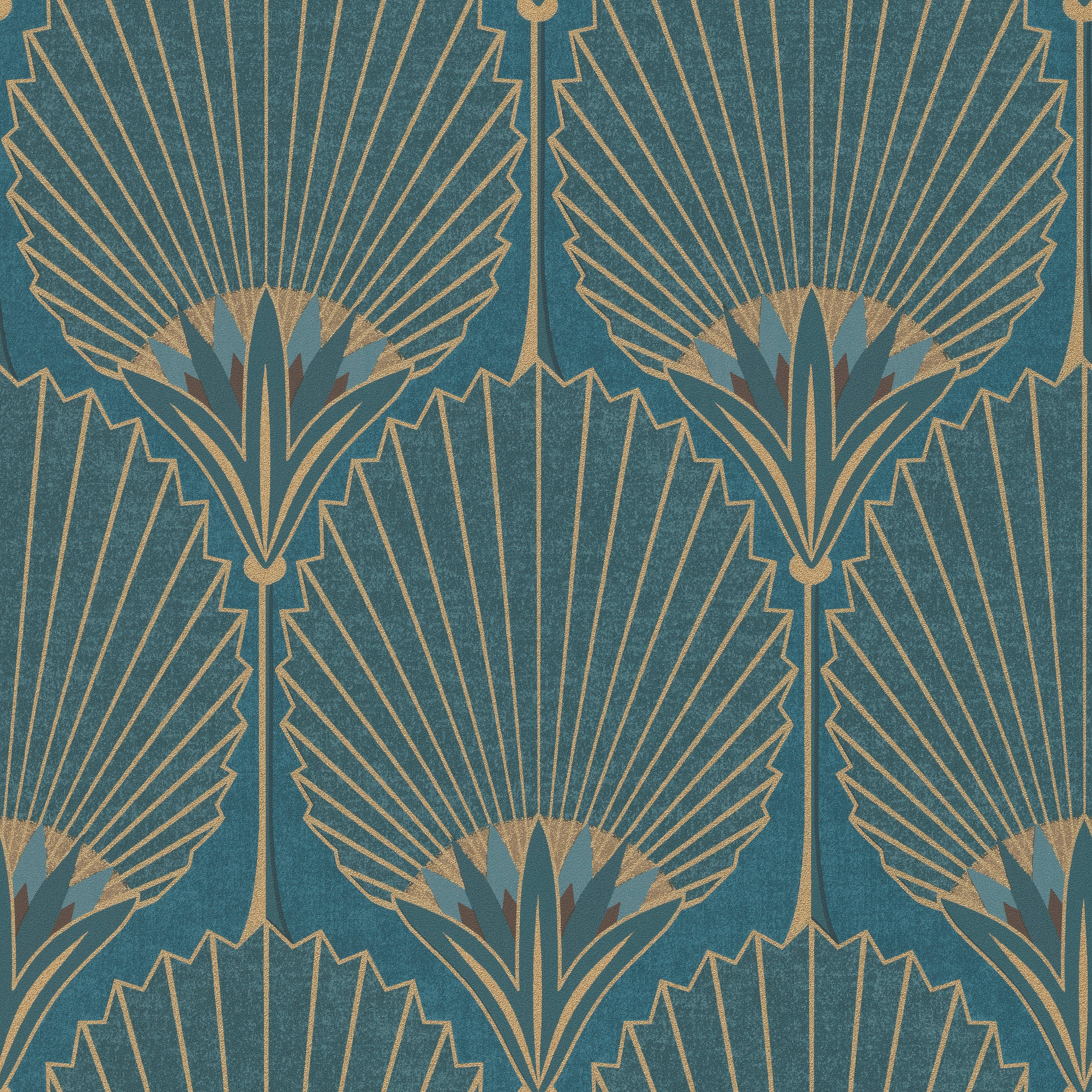 Blue Bold Art Deco Fan Wallpaper R8373