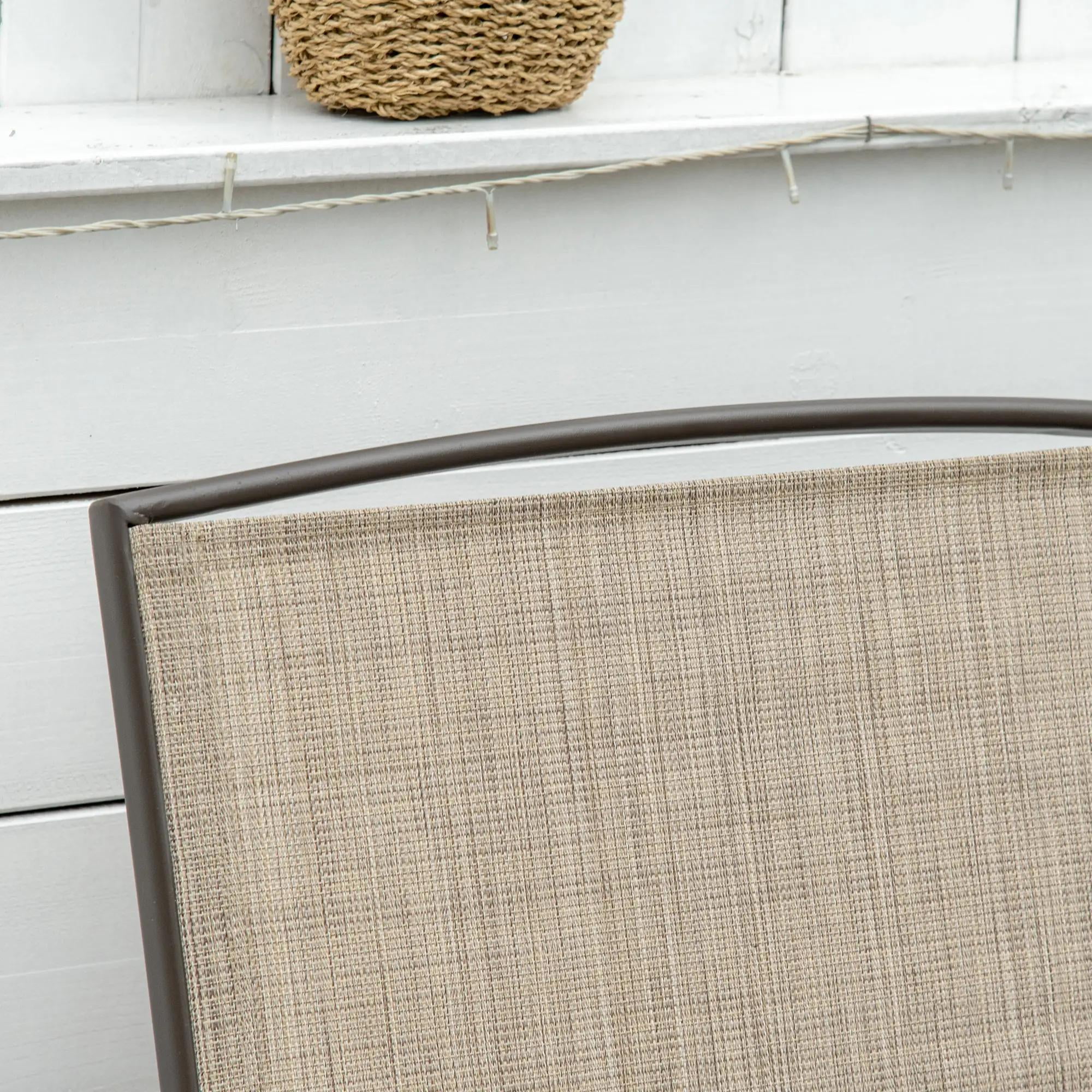 Resenkos Outdoor Glider Bench with Mesh Fabric, Metal Frame Loveseat with Armrests, Brown, Patio Furniture for Garden Porch,Sand