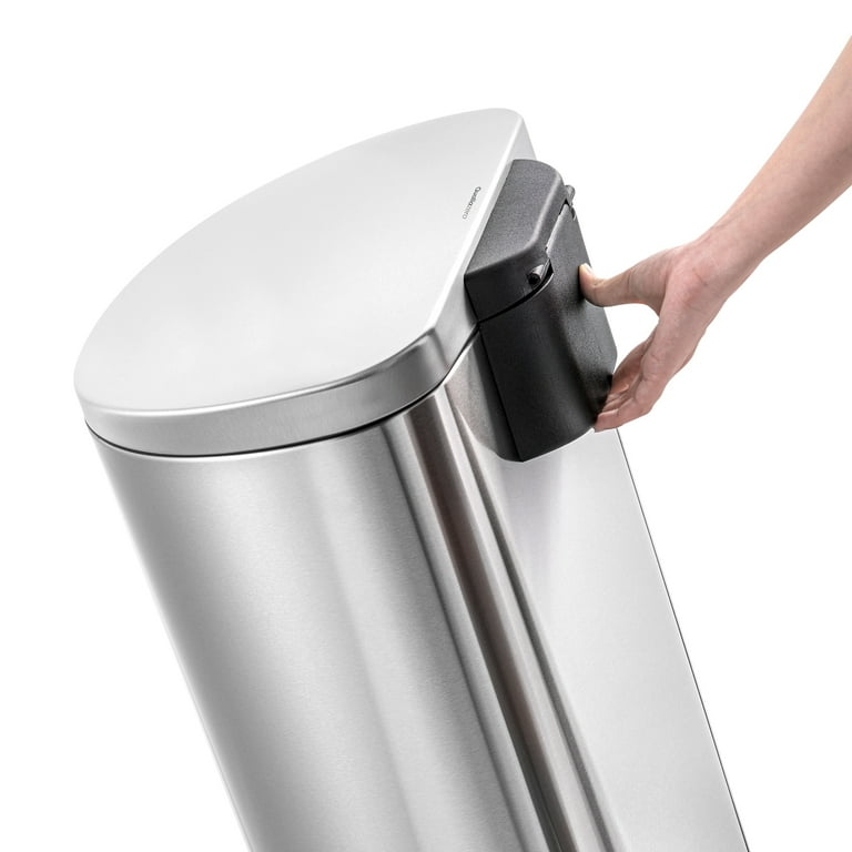 13 gal. Stainless Steel D Shape Step-On Trash Can Plus 13 gal. Drawstring Kitchen Trash Bag (150-Count)