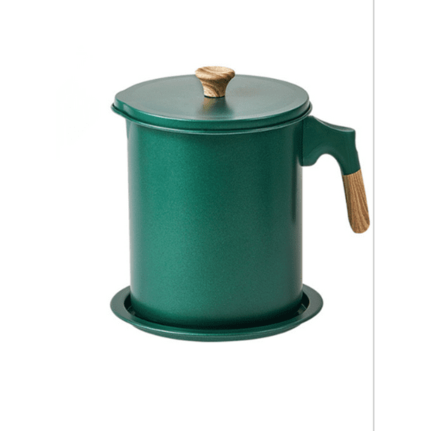 Pot de filtre à huile, piège à huile de style japonais, récipient de  stockage pour huile de cuisine, arrosoir à filtre domestique, vert foncé  1,4 L 