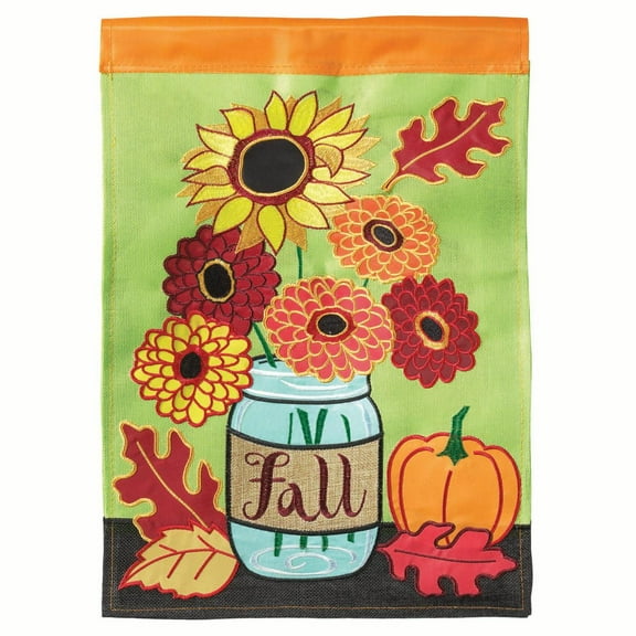 Fall Mason Jar Saffron 13 x 18 Small Harvest House Flag