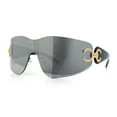 thumbnail image 5 of Womens Luxury Rimless Shield Bold Oversize Wrap Diva Sunglasses Black - Silver Mirror, 5 of 8