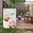 thumbnail image 5 of Hello Fall House Flags For Outdoor, Rustic White Pumpkin Terracotta Mums Dahlia Wood Grain Small Double Side Yard Flags Weather Proof House Decor for Lawn Outside Holiday 28 x 40 Inches, 5 of 8