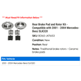 thumbnail image 2 of Rear Brake Pad and Rotor Kit - Compatible with 2001 - 2004 Mercedes-Benz SLK320 2002 2003, 2 of 2