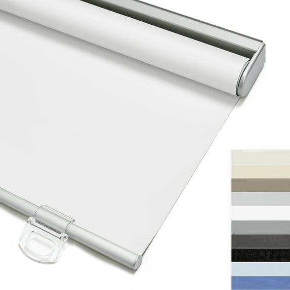 Keego 100% Blackout Roller Blinds for Window Cordless Privacy Bedroom Shade Easy to Install UV Protection Blinds for Office and Home (White, 28"W×72"H, 3pcs)