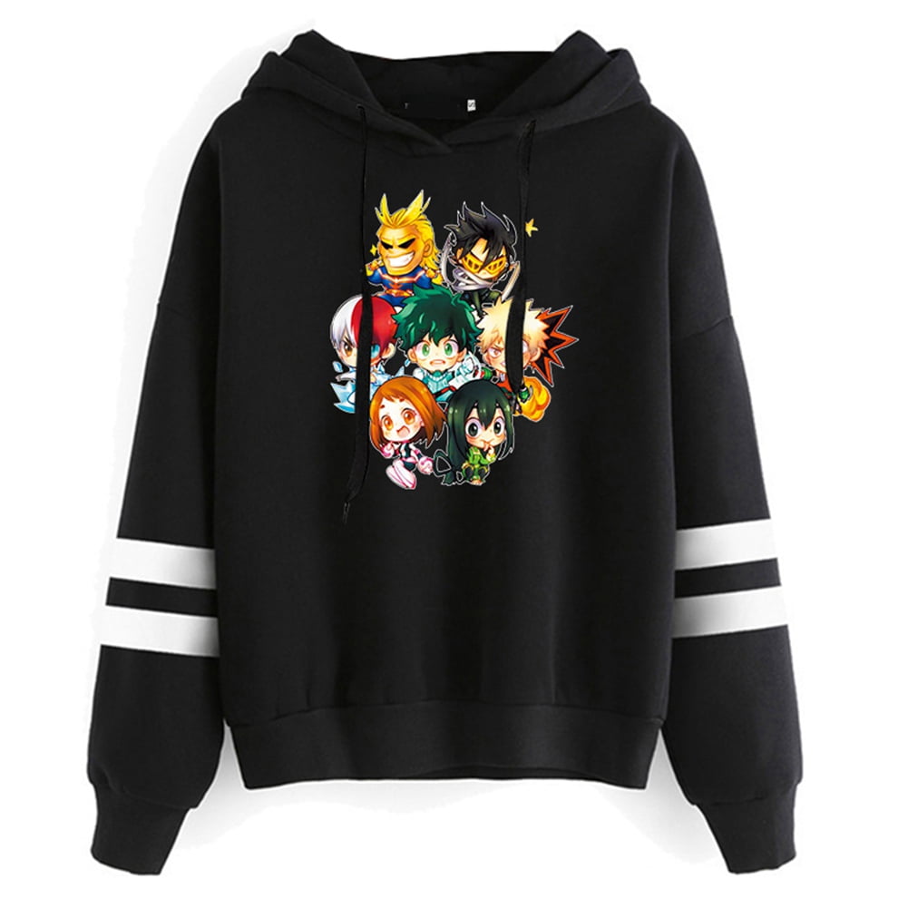 My Hero Academia Mina Ashido Women and Girl Cat Ear Hoodie Sweater Lumbar SweatshirtBlack