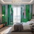 thumbnail image 2 of Green Geometric Blackout Curtains for Bedroom/Living Room, Pinch Pleated Black Out Curtains, Abstract Art Modern Painting Room Darkening Window Drapes with Hooks 2 Panels, 59"x70", 2 of 8