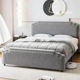 thumbnail image 3 of Homhougo Queen Bed Frame with Headboard, Velvet Upholstered Platform Bed Frame Queen with Rivet Decor, Heavy Duty, No Box Spring Needed, Easy Assembly, Gray, 3 of 6
