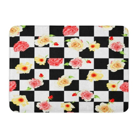 - KDAGR Colorful Abstract Watercolor Rose Pattern on Green Artistic Beautiful Doormat Floor Rug Bath Mat 30x18 inch