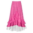 thumbnail image 3 of Doomiva Kids Girls Polka Dots Layered Ruffle Flamenco Skirt Spanish Folklorico Gypsy Full Circle Belly Dance Skirt Hot Pink 12, 3 of 6
