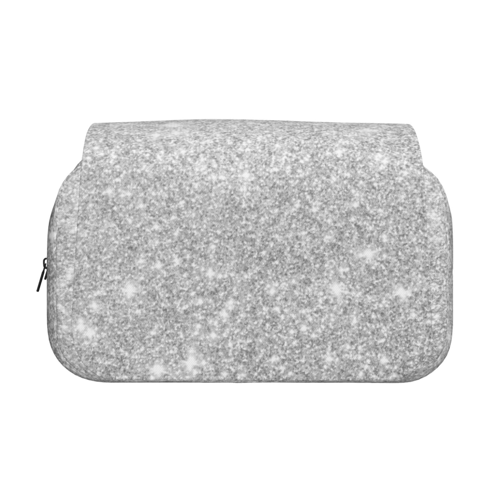 Rateoe Silver Glitter Pattern Double Clamshell Pen Case, Storage Organizer with Two Zipper Compartments– Holds Up to 50 Pencils & Pens