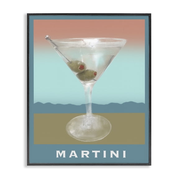 Stupell Industries Martini over Muted Tones Food & Beverage Painting Black Framed Art Print Wall Art, 11 x 14
