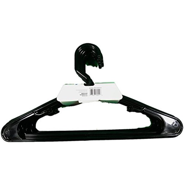 Mainstays Rich Black Plastic Hangers, 18 Count