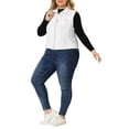 thumbnail image 2 of Chaleco de mezclilla sin mangas de talla grande para mujer Agnes Orinda, chaqueta de jeans con cierre y botones, color blanco, 2 of 7