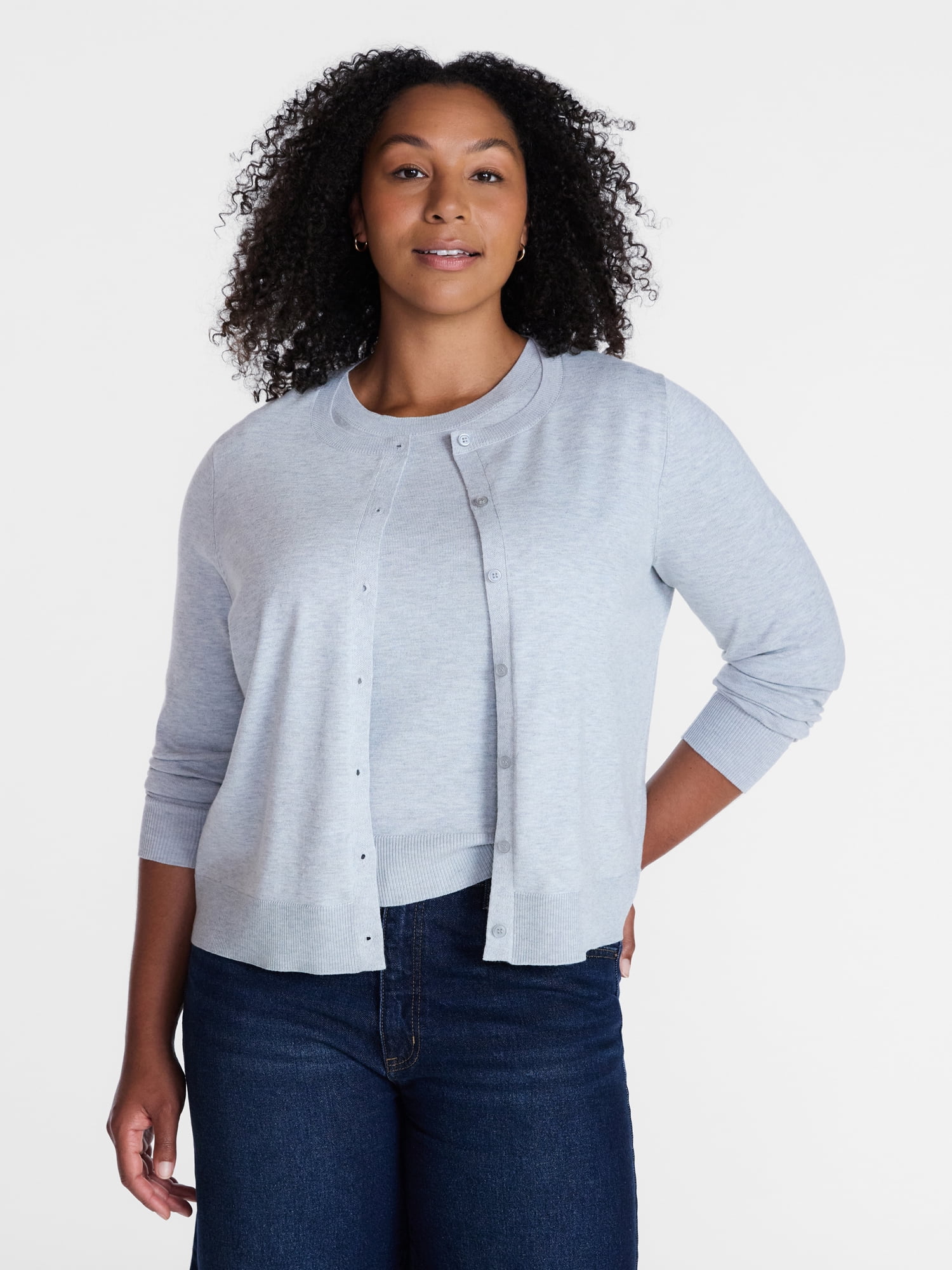 Time And Tru Women's Fine Gauge Cardigan Sweater, Lightweight, Sizes XS-XXXL