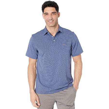Vineyard Vines Men's St. Jean Stripe Sankaty Polo (Blue Depth Tejeda, X-Large)
