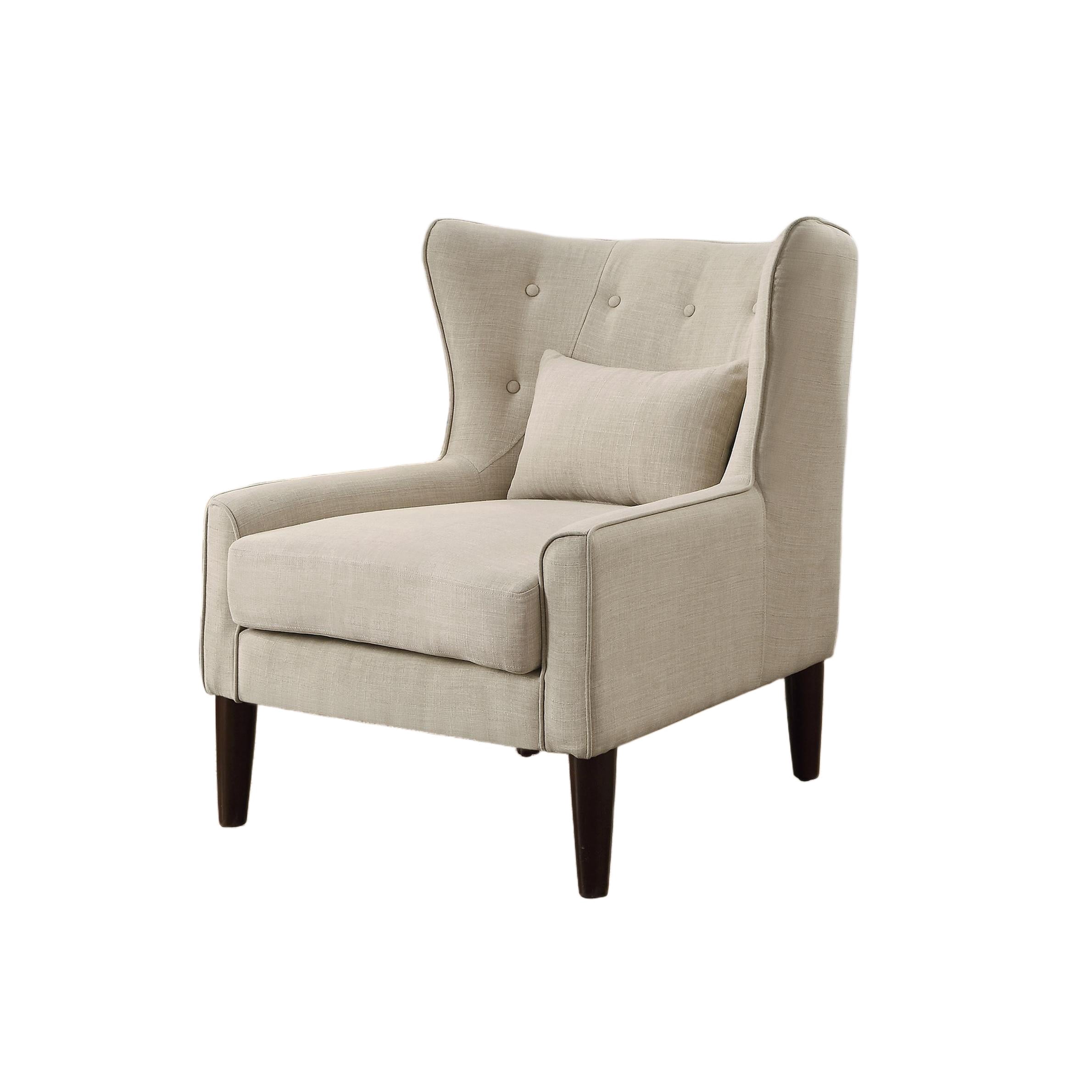 BSHTI Beige Linen Upholstered Accent Arm Chair, Solid Rubberwood Frame, Modern Comfy Side Chair for Living Room Bedroom