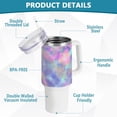 thumbnail image 4 of SKYSONIC Insulated Tumblers with Lids and Straws Handles 40oz Water Bottle Tie Dye Pastel Rainbow Travel Mug Reusable Stainless Steel Thermos Vacuum, 4 of 7