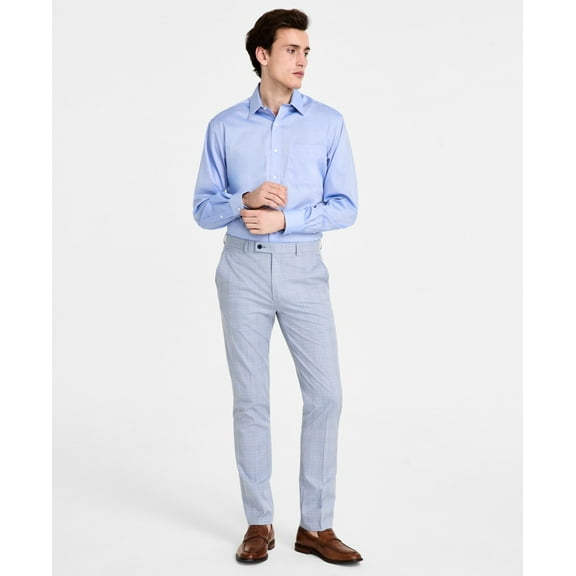 Calvin Klein Mens Slim fit Dress Pants 38 / 30 Light Blue Plaid