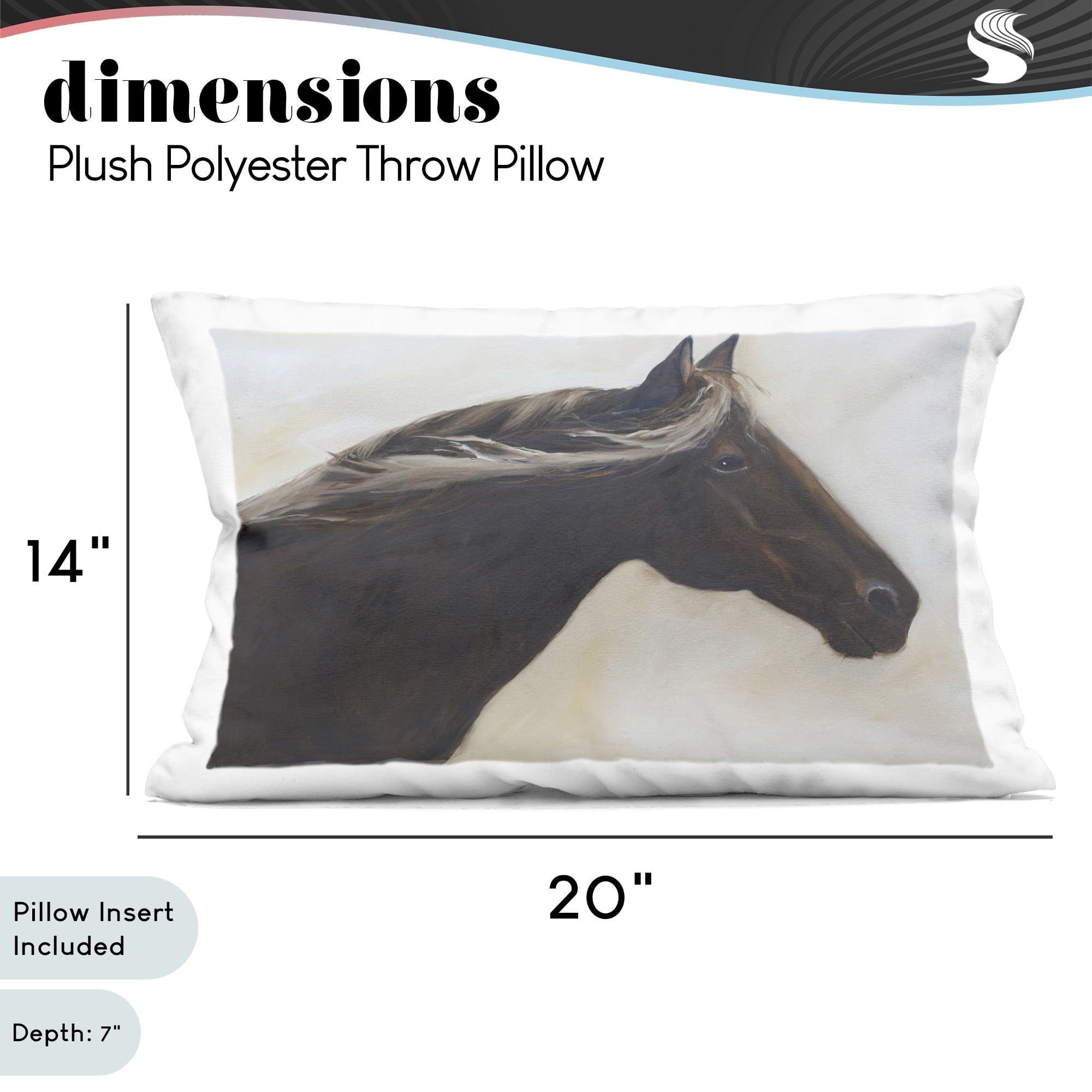Stupell Industries The Mare In Profile Decorative Printed Throw Pillow, design by Jadei Graphics, 14 x 7 x 20