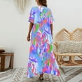 thumbnail image 5 of Wycnly Dresses for Women Beach Loose Flowy Swing Tunic A Line Long Sundress Short Sleeve V-Neck Camouflage Summer Maxi Formal Dress Purple l, 5 of 5