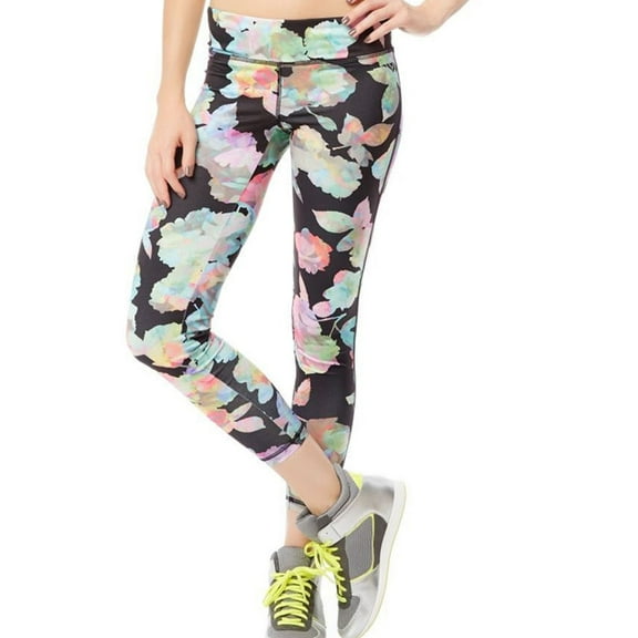 Aeropostale Womens Floral Active Athletic Track Pants, Black, Juniors, Small