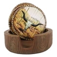 thumbnail image 6 of Rustic Western Rodeo Roundup Longhorn Cow Skull Ropes Faux Wooden Coaster Set, 6 of 11