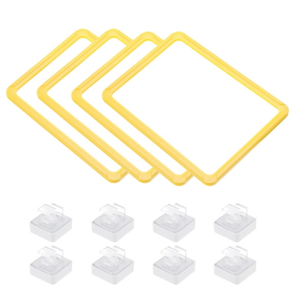 4pcs Magnetic Label Holder, 9 x 6 Inch A5 Shelf Label Card Sign Frame with Base for Metal Shelf Rack, Yellow