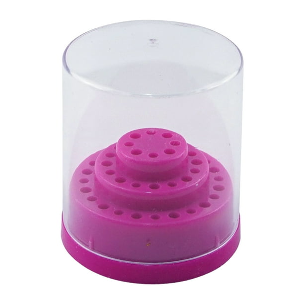 Vogacara Soporte para brocas para uñas, solución de almacenamiento práctica e higiénica para herramientas de decoración de uñas, segura e masajeadores Rosa roja