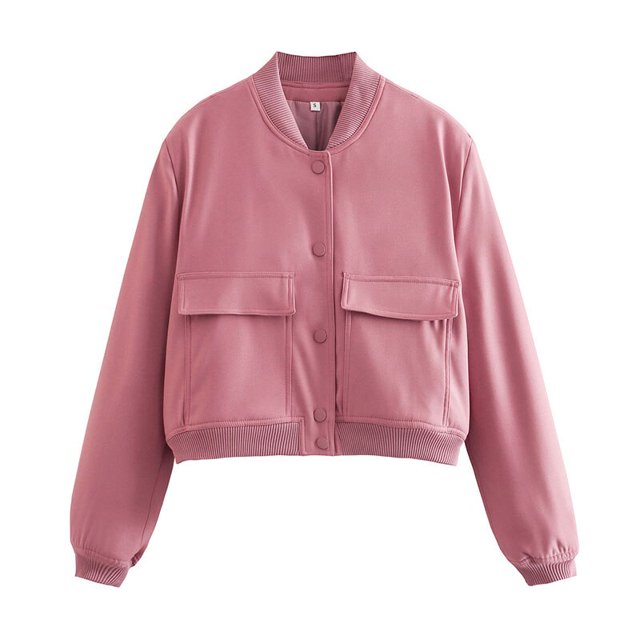 Chaqueta Bomber de manga larga para mujer, abrigos de carreras con bolsillo, prendas de vestir exteriores Vintage informales, Tops sólidos, nueva moda de primavera