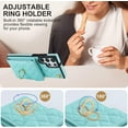 thumbnail image 5 of REQO Phone Case for Samsung Galaxy S22 Ultra 5G Wallet Cover with Tempered Glass Screen Protector and Crossbody Ring RFID Blocking Card Holder Cell S22ultra 22S S 22 S22ultra5g 6.8 Women Teal, 5 of 7