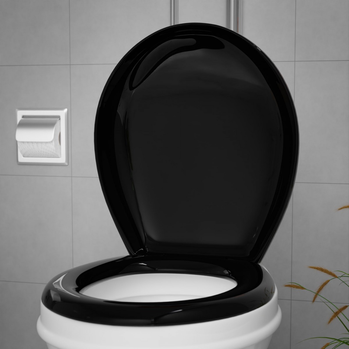 Renovator's Supply Black Round Slow Close No Slam Plastic Toilet Seat Set of 2